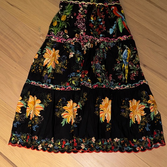 Farm Rio Black Delicate Forest Scarves Organic Cotton Maxi Dress Small - Picture 4 of 8